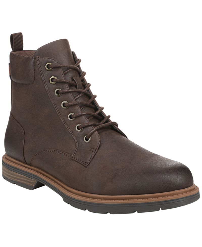 Men's August Lace-Up Round Toe Side Zip Faux Leather Boots