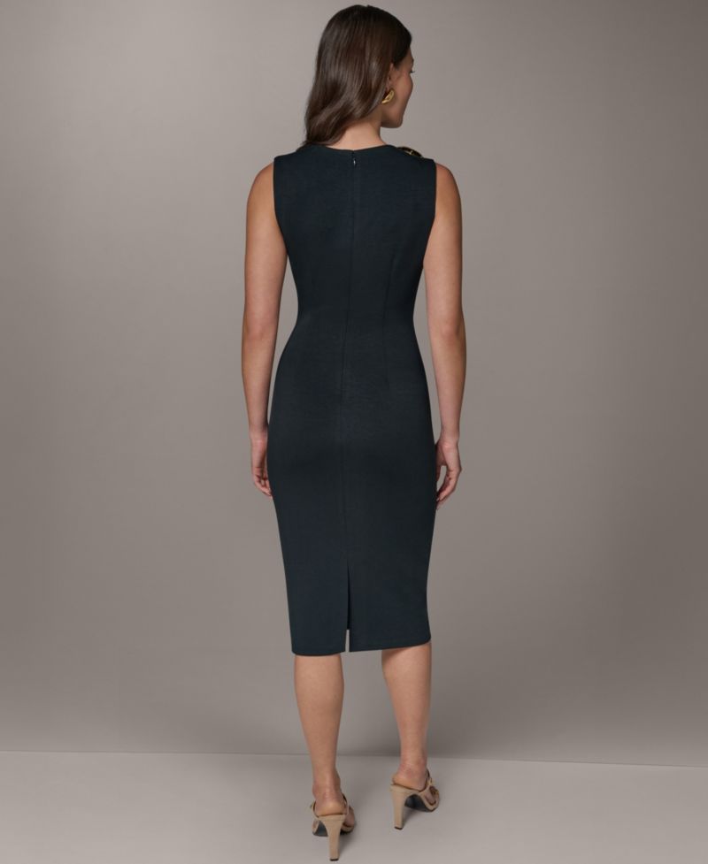 Women's Sleeveless Jewel Neck Sheath Dress