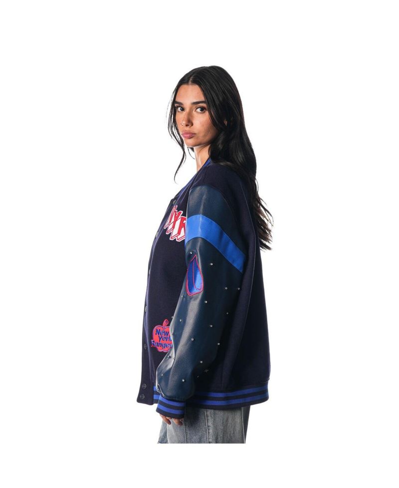 Women's Blue New York Rangers Full-Snap Varsity Jacket