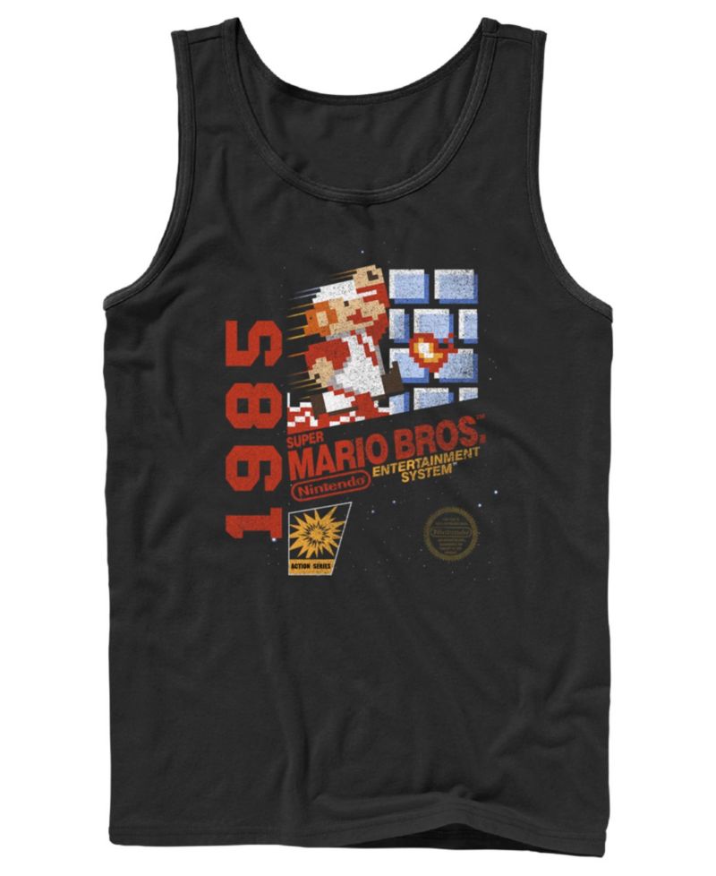 Men's Nintendo Super Mario Bros. 1985 Retro Pixel Graphic Tank Top
