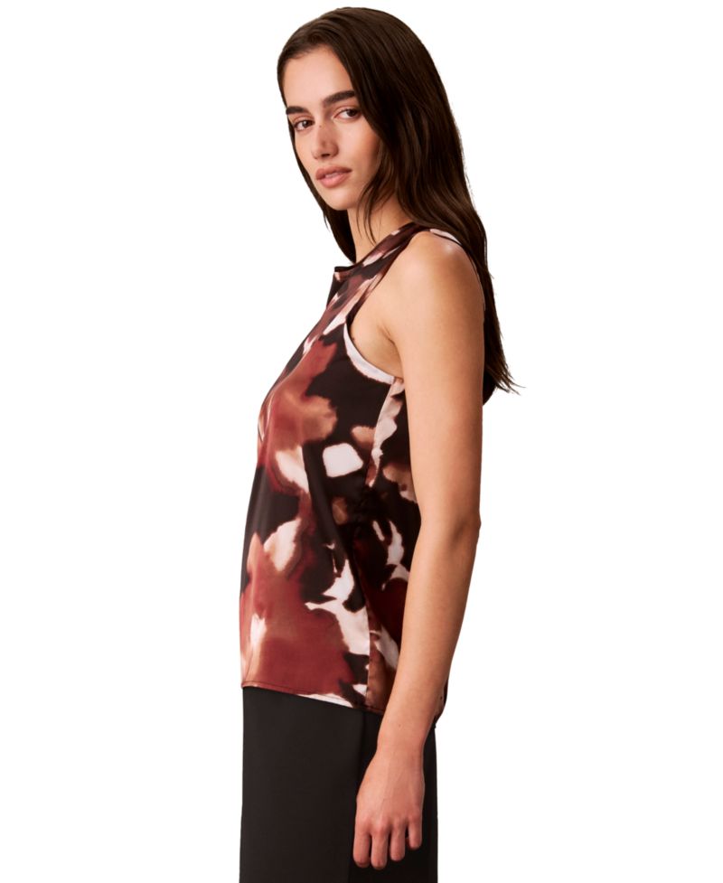 Petite Sleeveless Crewneck Floral-Print Tank