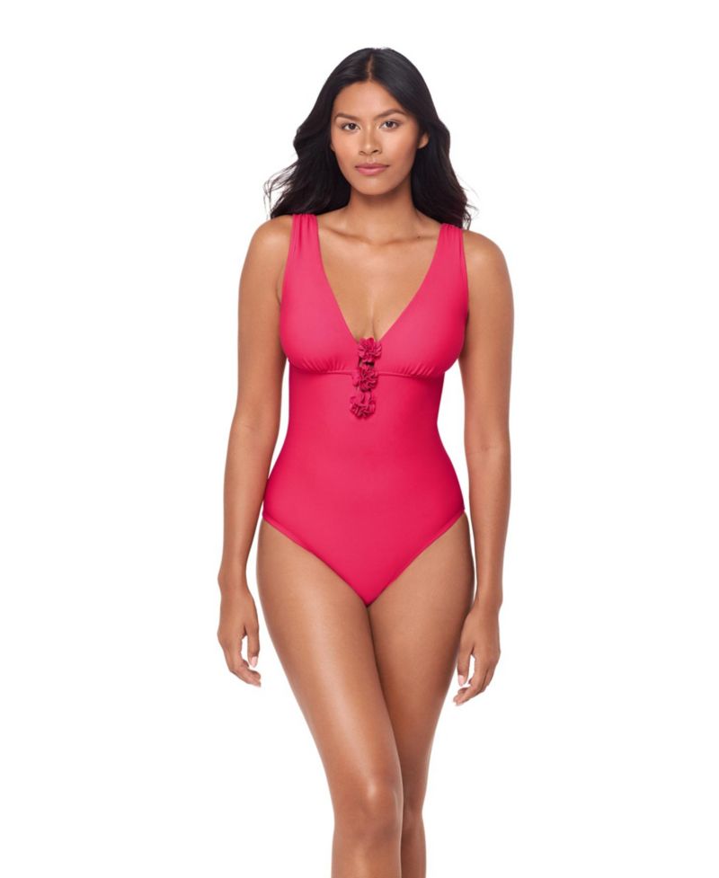 Women's Solid Wallis V-Neck One-Piece Swimsuit