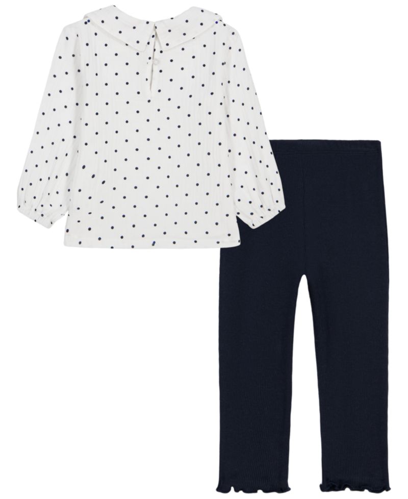 Baby Girls' Polka-Dot Long-Sleeve Bow-Collar Tunic and Leggings, 2-Piece Set