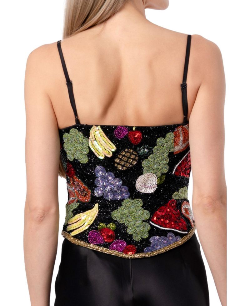Women's Fruit Hand Beaded Embellished Corset Top