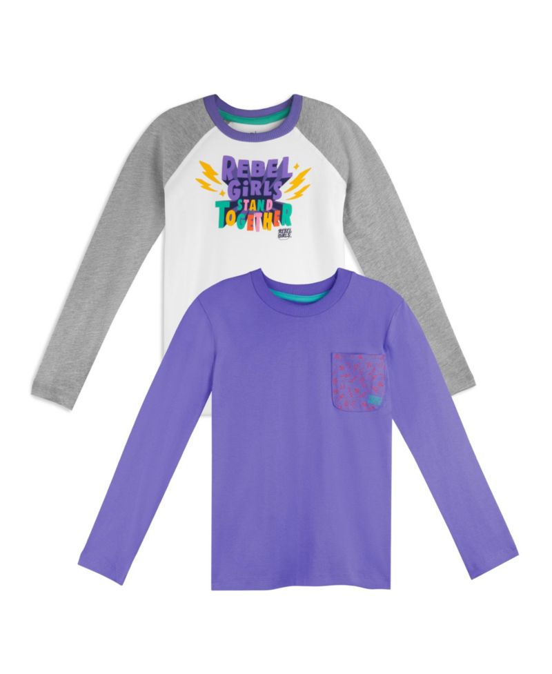 Girls Rebel Fair Trade Organic Cotton Long Sleeve T-Shirts 2-pack