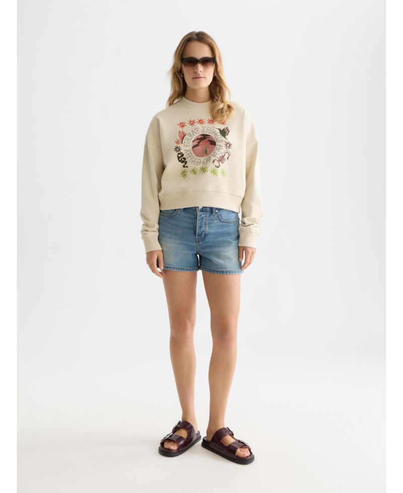 Women's Sweatshirts Artwork Relaxed-Fit Sweatshirt, Fog, X-Small