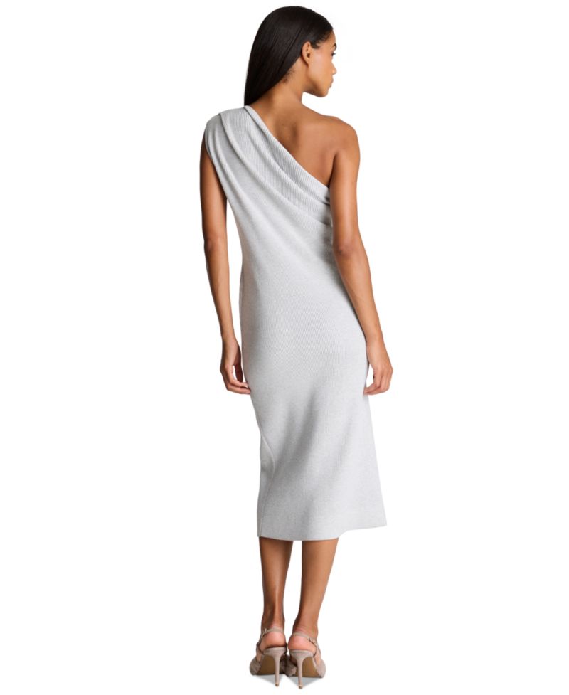 Women's One-Shoulder Sleeveless Midi Sweater Dress