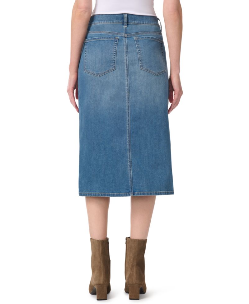 Women's High-Waisted Midi A-Line Denim Skirt