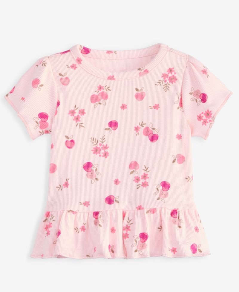Baby Girls' Mix & Match Short-Sleeve Apple-Print Peplum T-Shirt