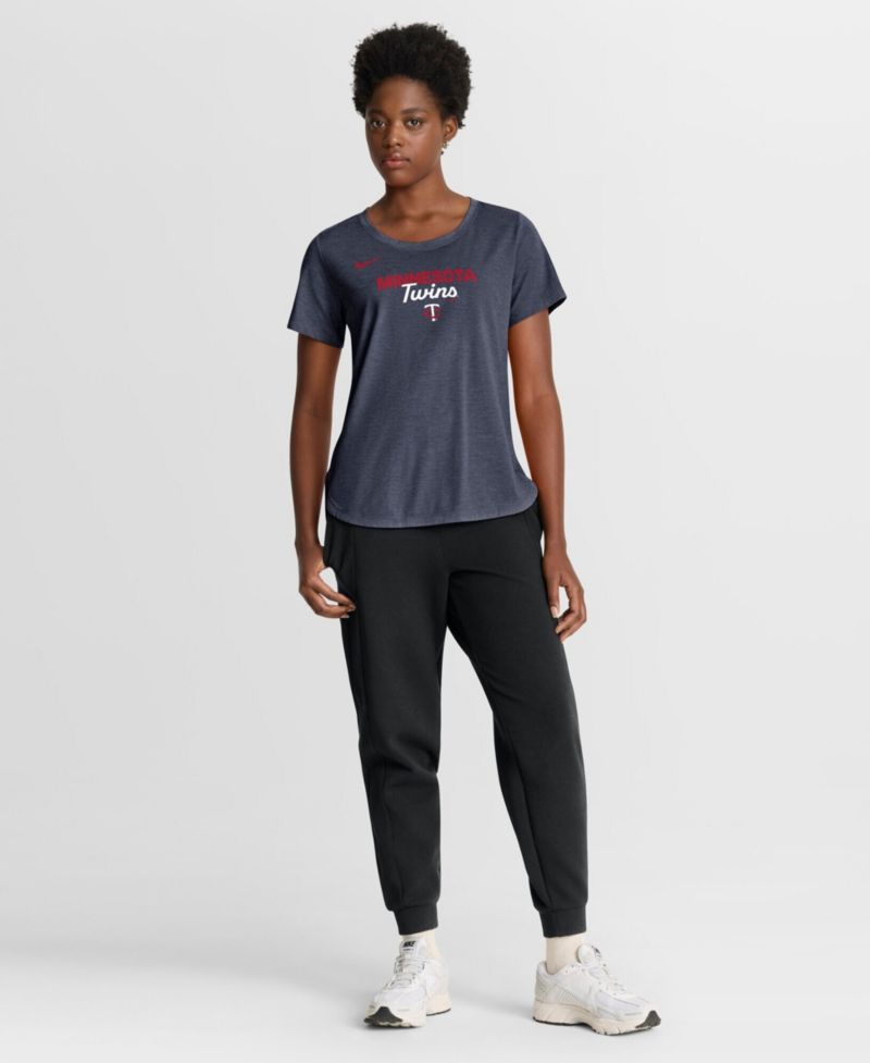Women's Heather Navy Minnesota Twins Arched Tri-Blend T-Shirt