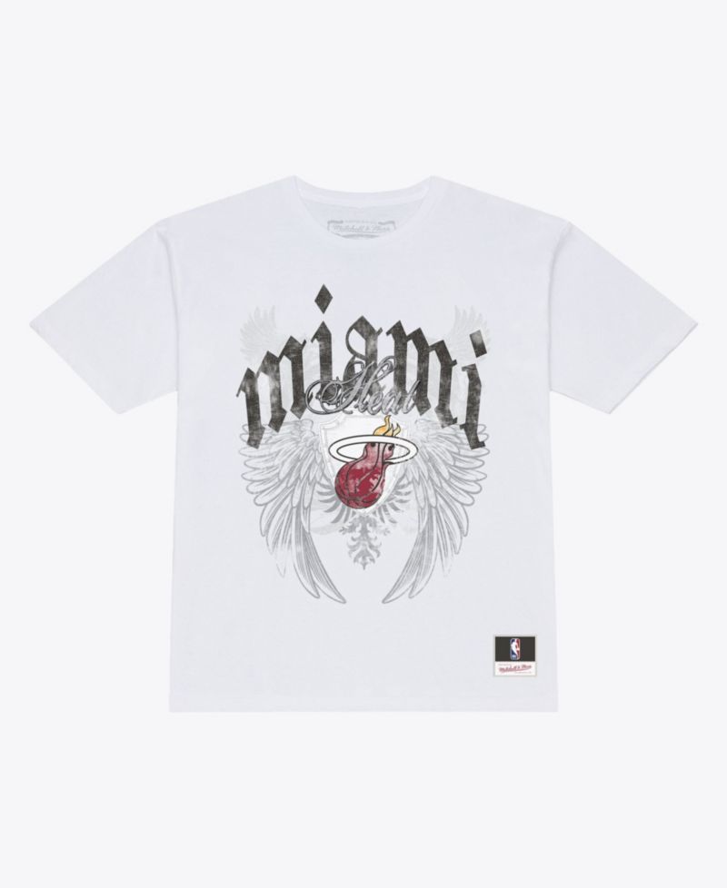 Men's White Miami Heat Old English Classic T-Shirt