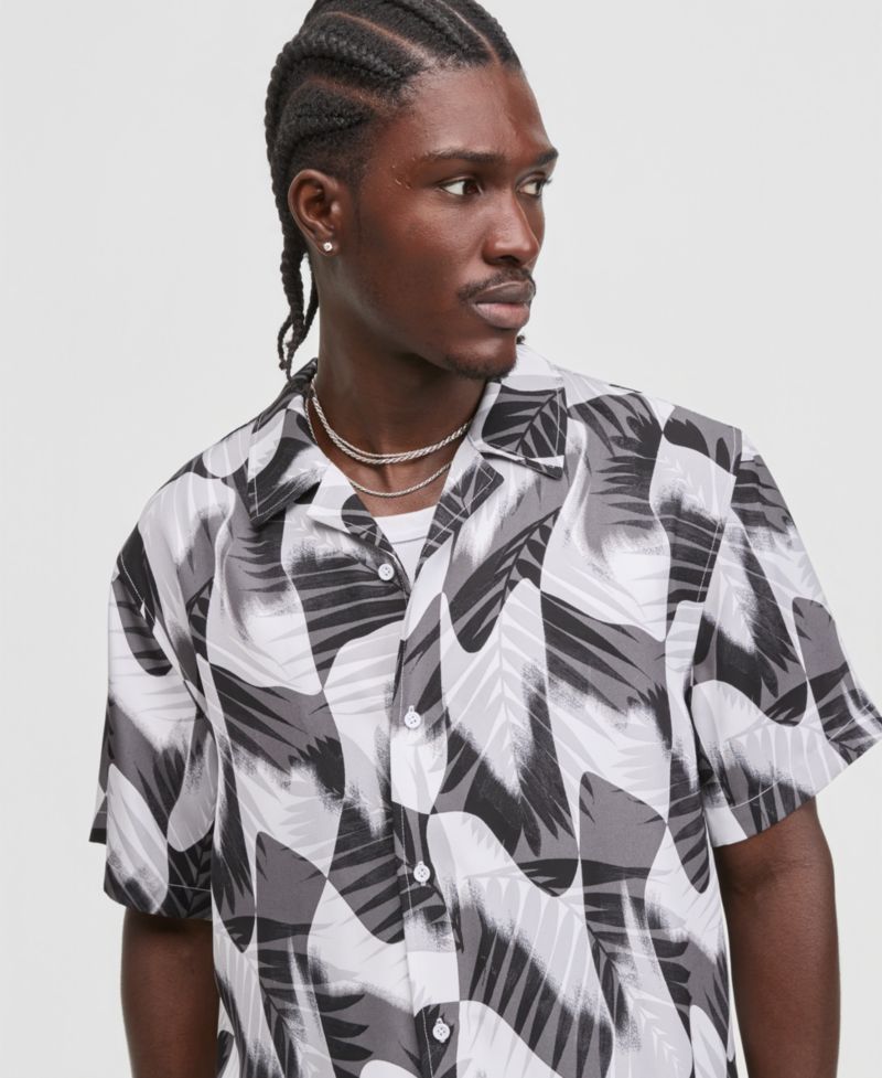 Men's Groove Palm Relaxed-Fit Camp Shirt