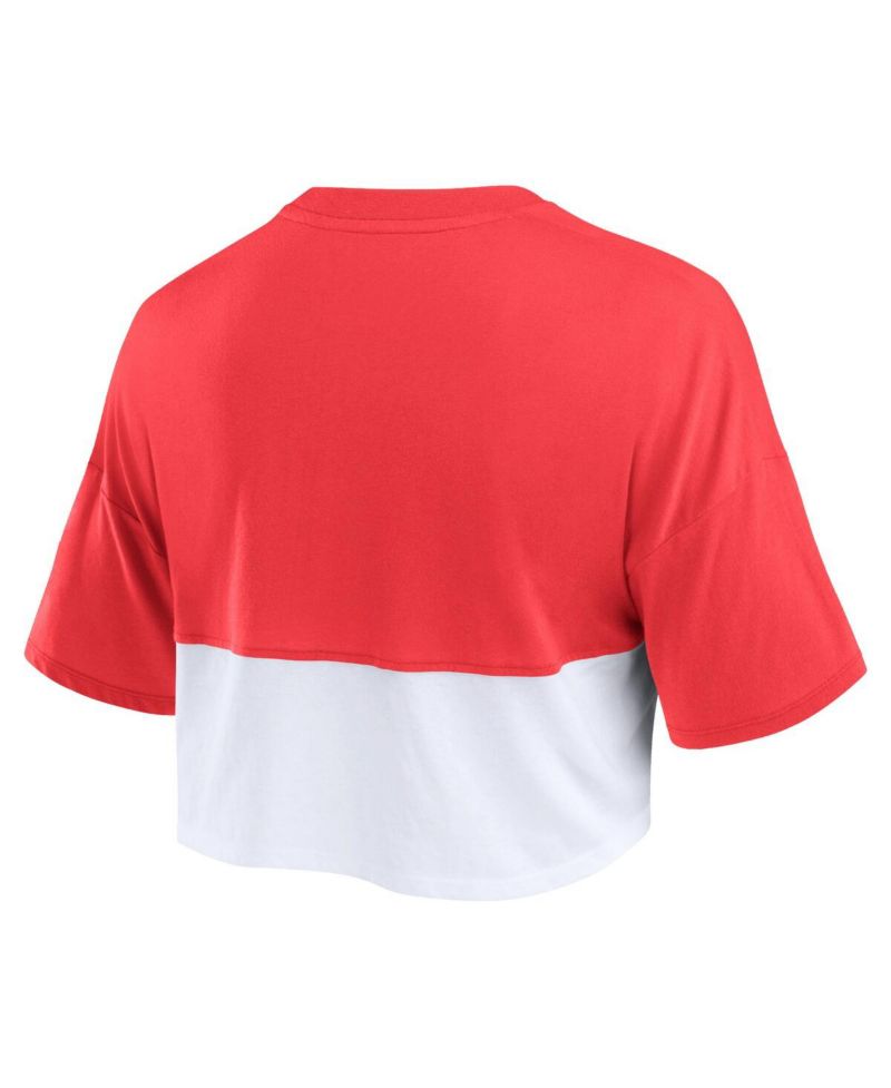 Branded Women's Red/White Philadelphia Phillies Color Split Boxy Cropped T-Shirt