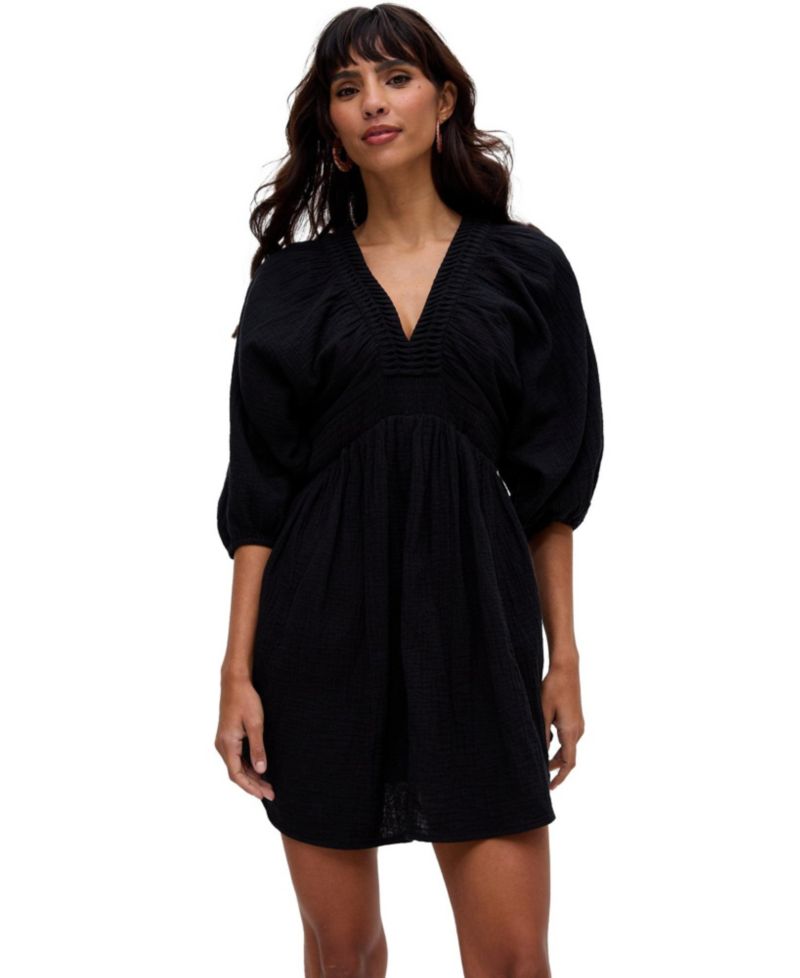 Women's Soipoi Ruched V-Neck Midi Dress
