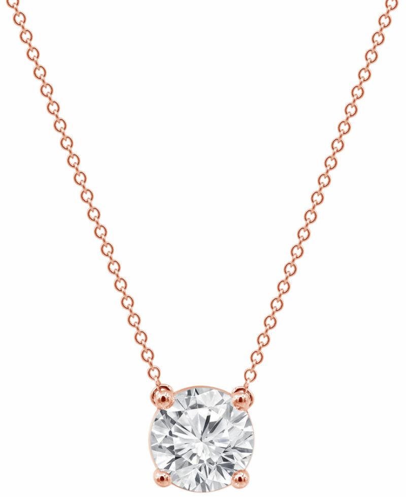 Certified Lab Grown Diamond Solitaire 18" Pendant Necklace (3 ct. t.w.) in 14k Gold