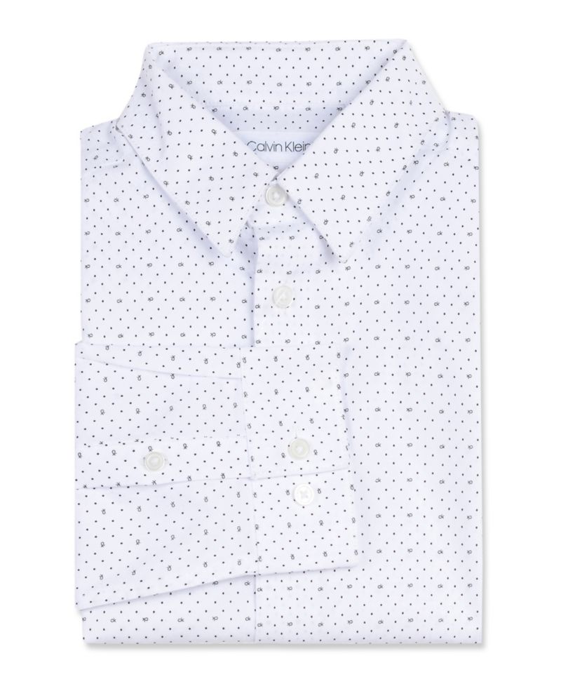 Big Boys Husky Slim-Fit Stretch Logo Dot-Print Dress Shirt