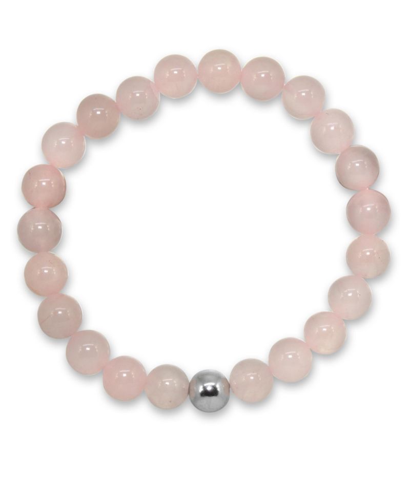 Genuine Stone Bead Stretch Bracelet with Silver Plate or Gold Plate Bead Accent