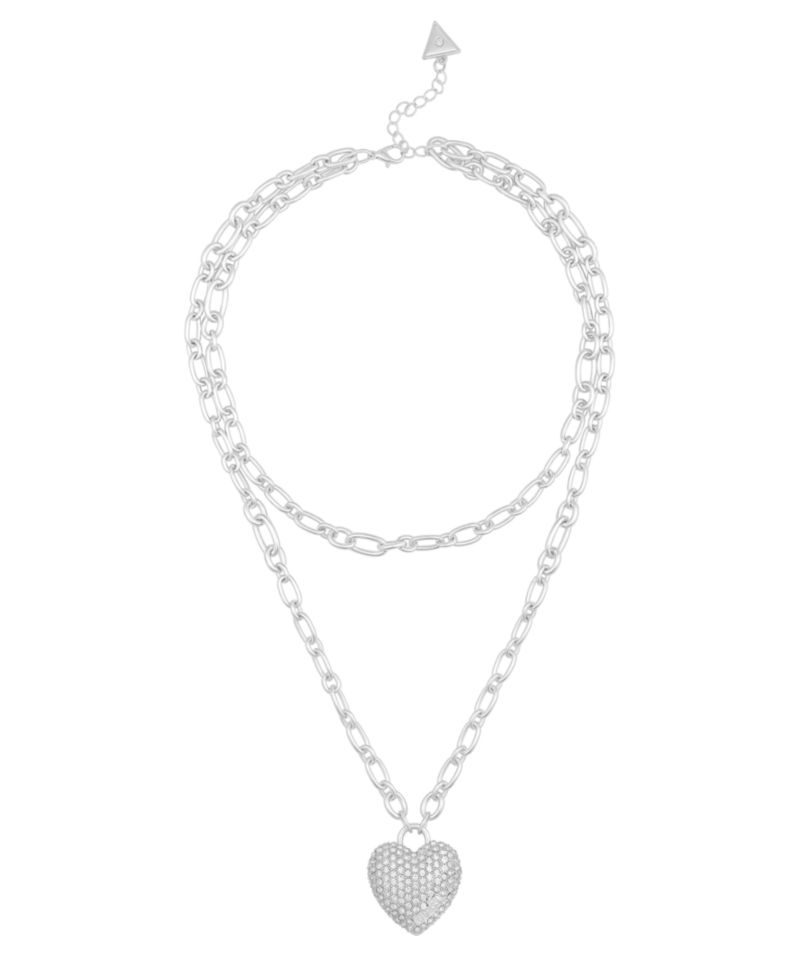 Glass Stone Heart Pendant Necklace