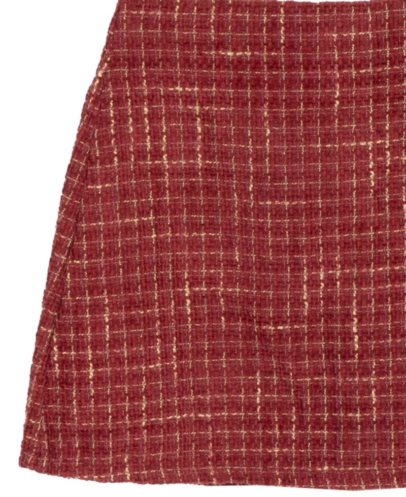 Girls' 7-12 Eyelash-Knit Imitation Pearl Detail Balloon-Sleeve Cardigan and Skort, 2-Piece Set