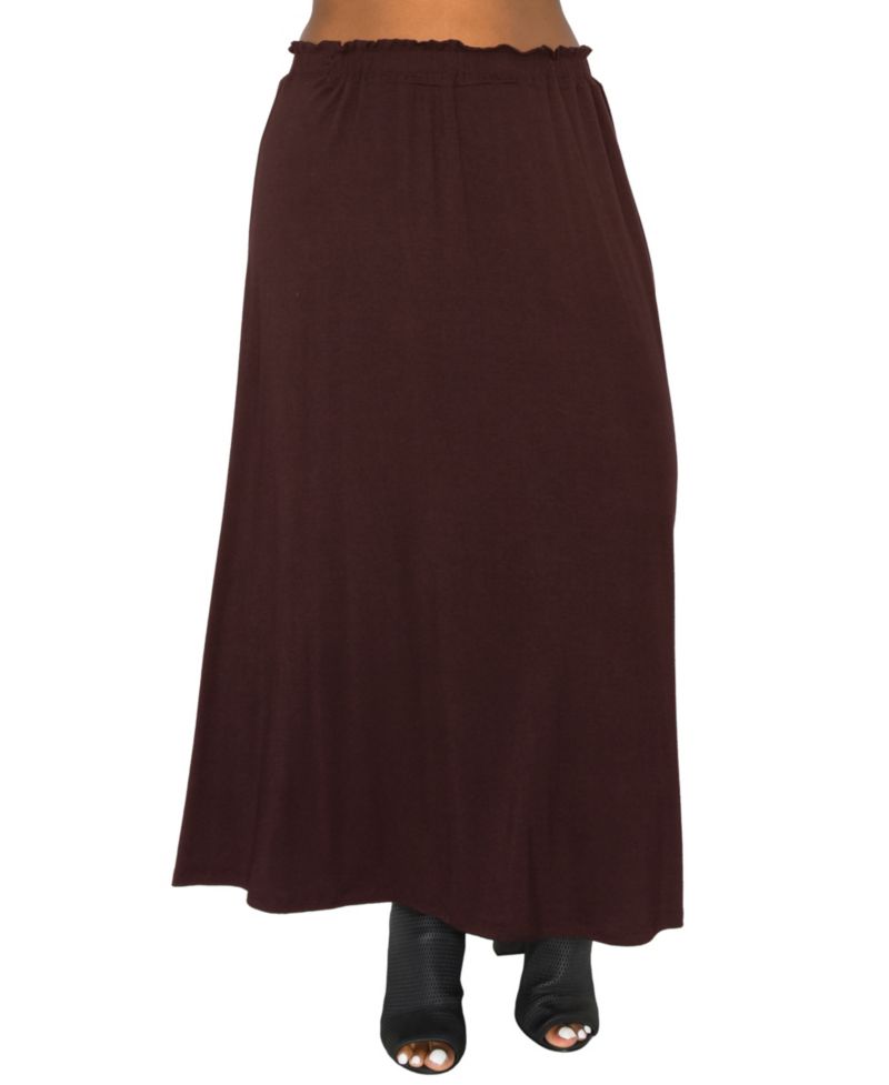 Plus Size Elastic Waistband Maxi Skirts