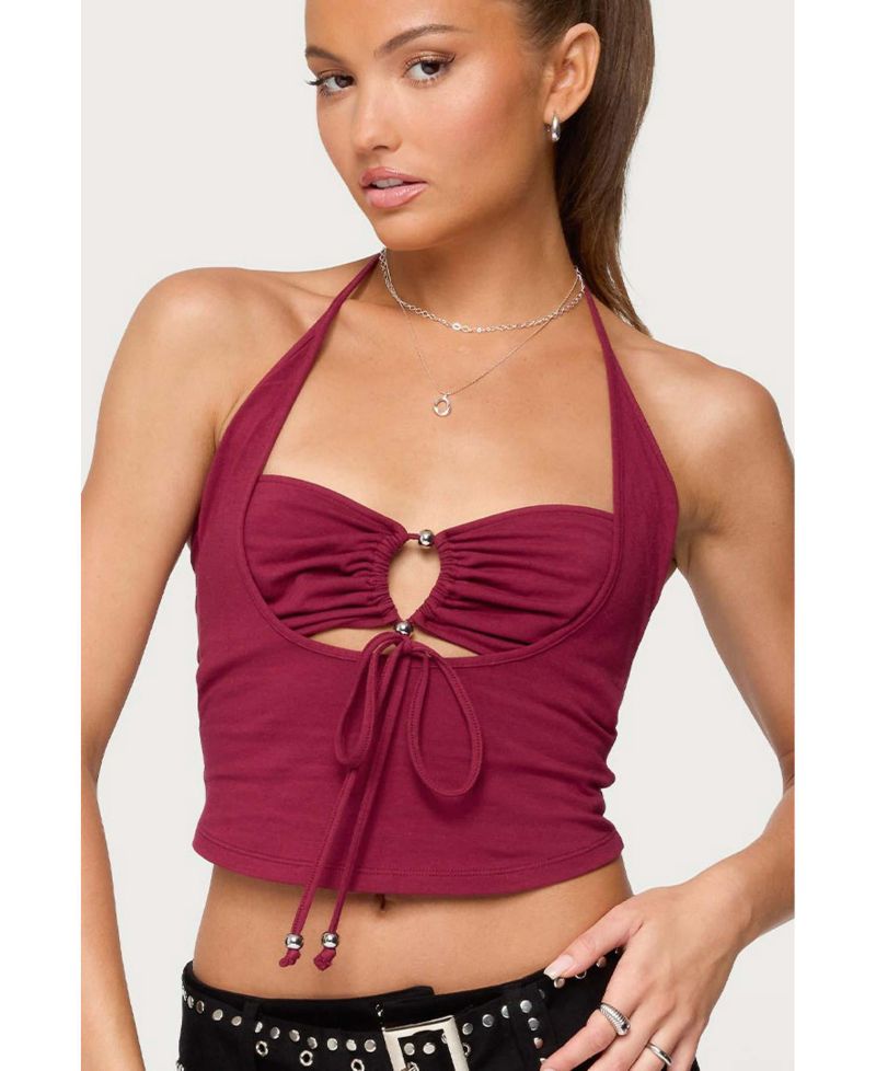 Womens Ayana Layered Bandeau Halter Top