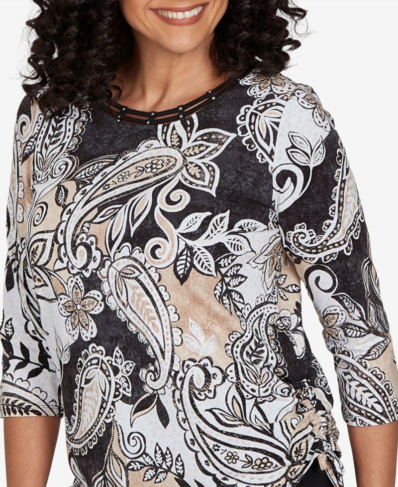 Petite Paisley Neutrals Knit Top
