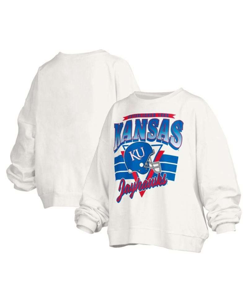 Women's Kansas Jayhawks Janice Retro Logo Oversized Graphic Pullover Sweatshirt