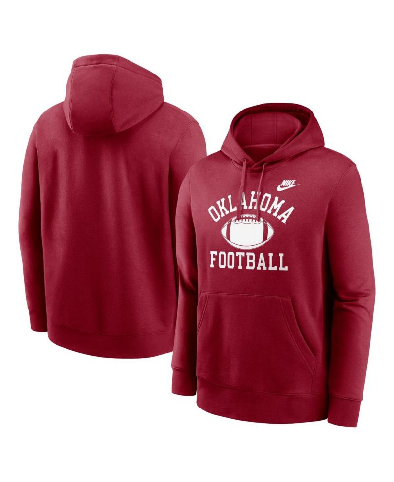 Men's Crimson Oklahoma Sooners Legacy Football Icon Club Fleece Pullover Hoodie