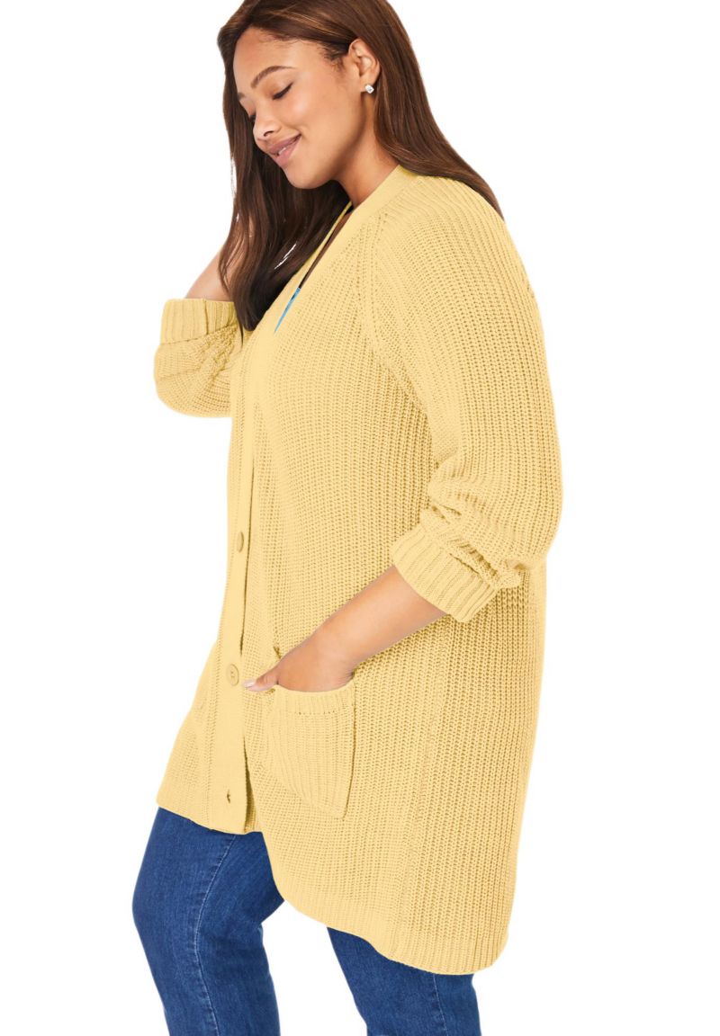 Plus Size Within Button-Front Shaker Cardigan Sweater