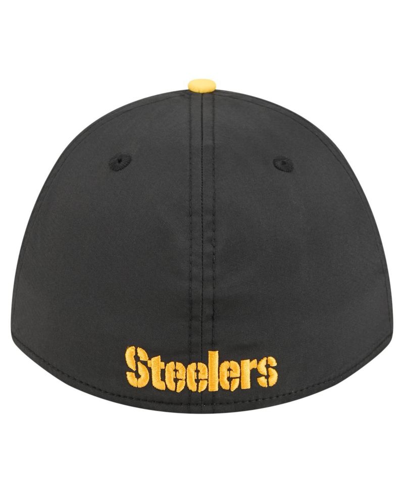 Men's Black/Gold Pittsburgh Steelers Rope M-Crown A-Frame 39THIRTY Flex Hat