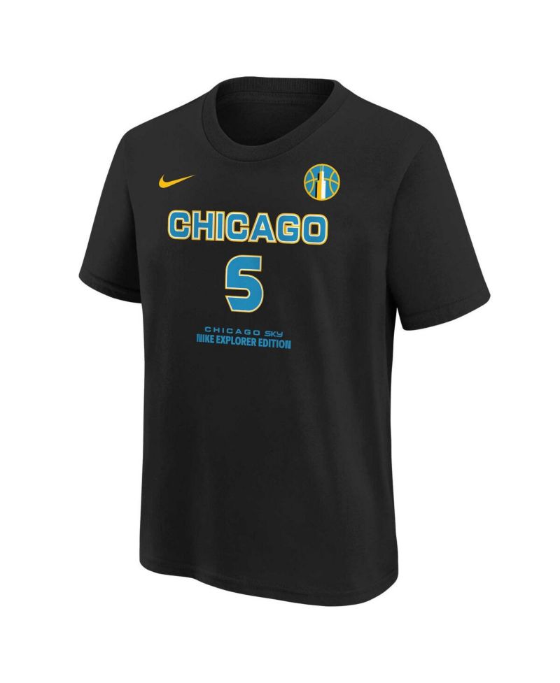 Big Boys and Girls Angel Reese Black Chicago Sky 2024 WNBA Draft Name & Number T-Shirt