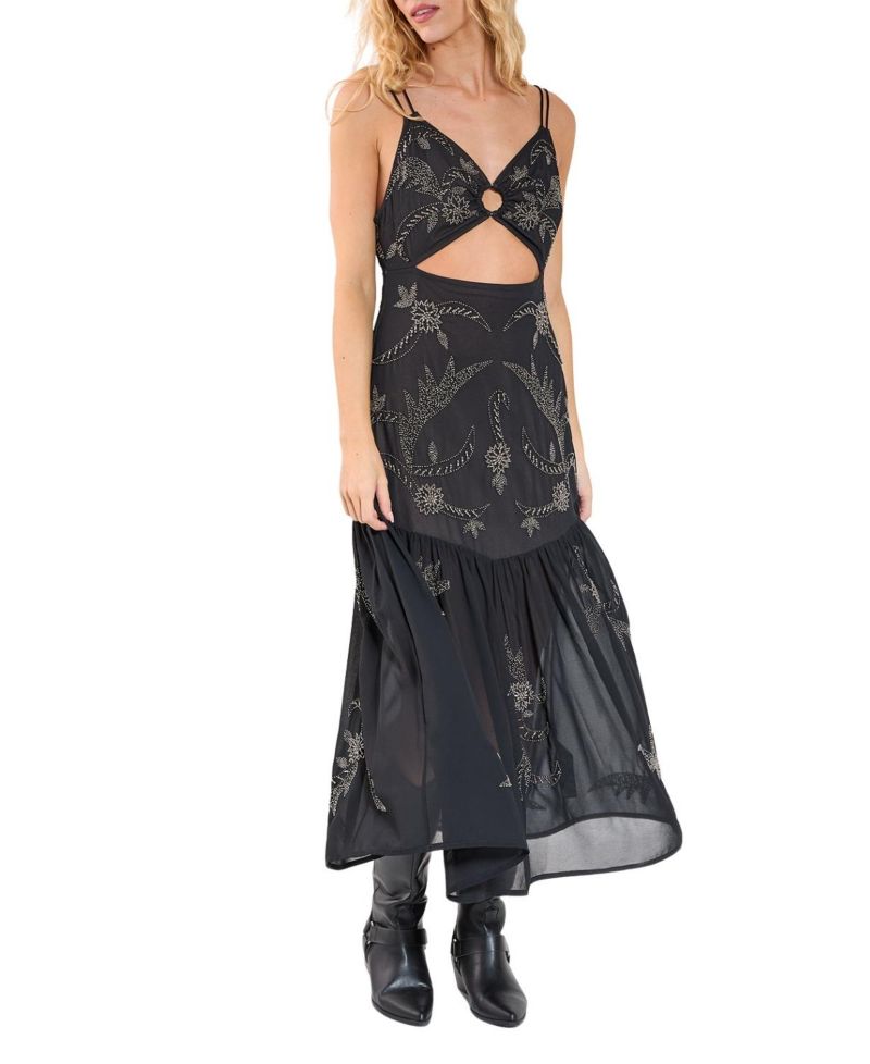 Ring Cut Out Volume Maxi Dress