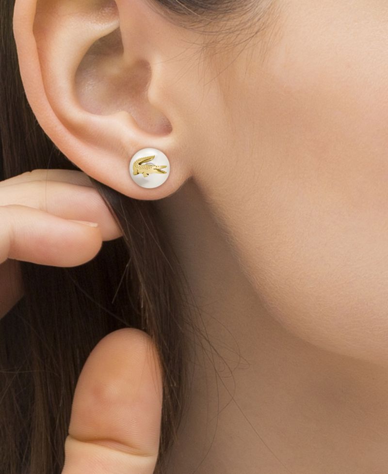 Gold-Tone Matchpoint Glass Pearl Stud Earrings