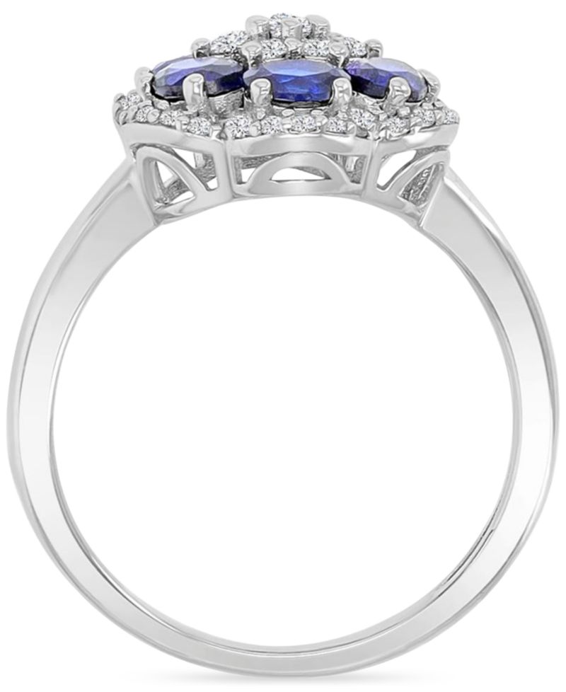 Blue Sapphire (1.2 ct. t.w.) and White Sapphire (0.47 ct. t.w.) Ring in Sterling Silver