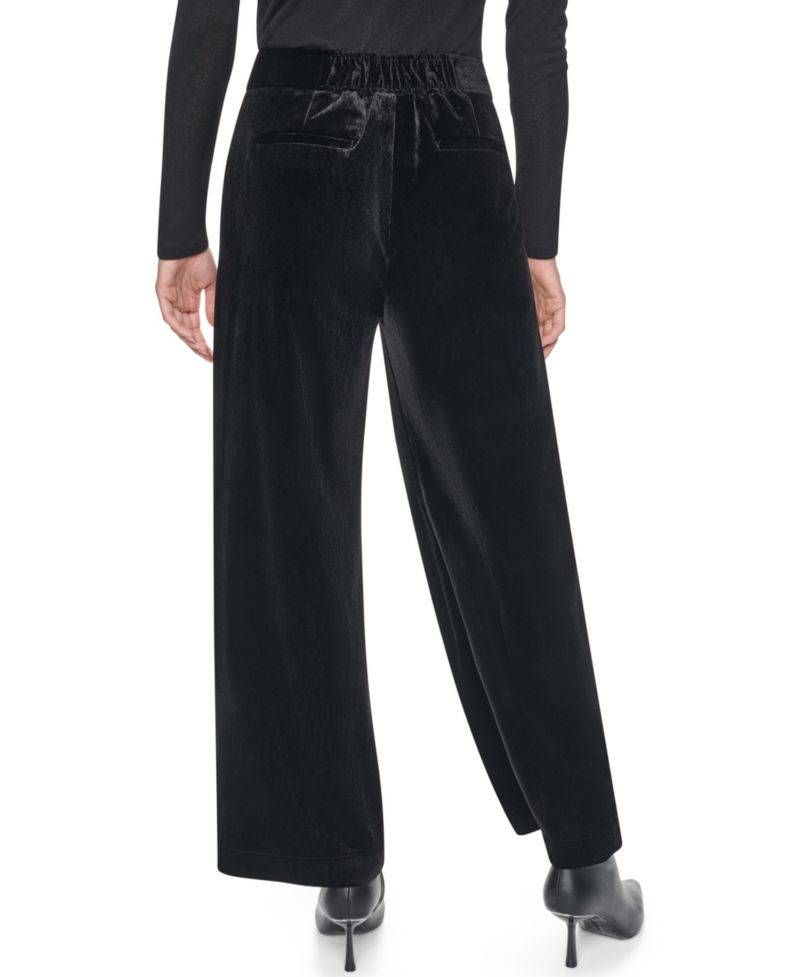 Petite Velvet Wide-Leg Trousers