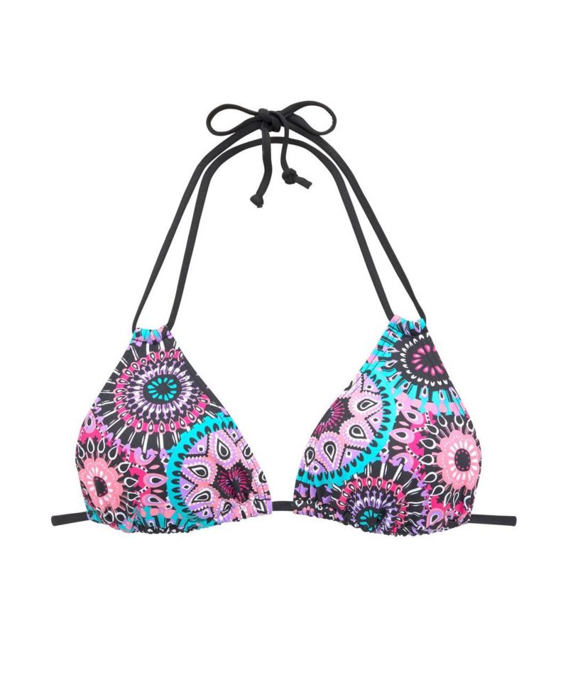Women's Tropical Print Removable Pads Triangle Bikini Top