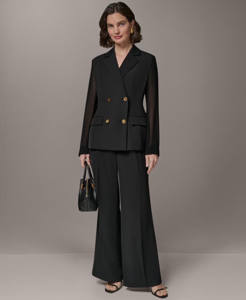 Petite Double-Breasted Long-Sleeve Blazer