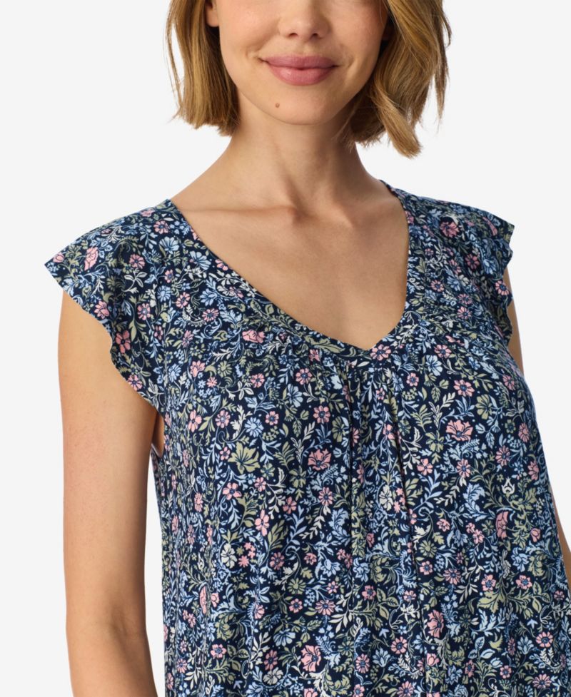 Women's Flutter-Raglan V-Neckline Floral-Print Chemise