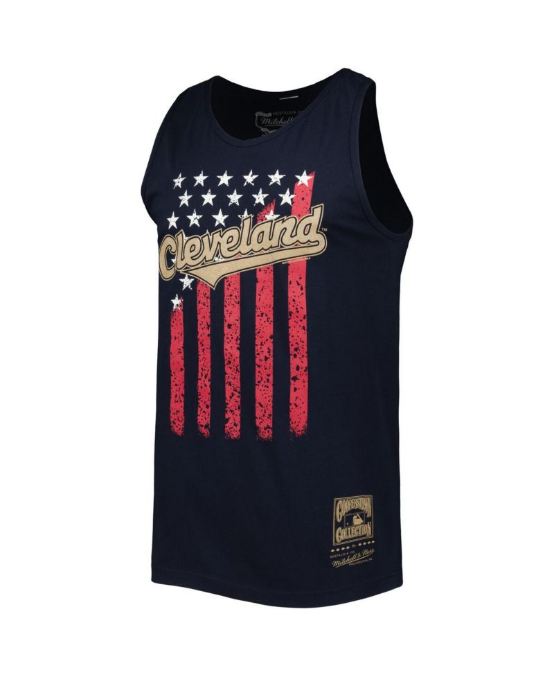 Men's Navy Cleveland Guardians Cooperstown Collection Stars and Stripes Tank Top