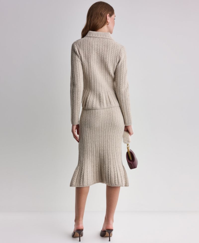 Women's Peplum Cable-Knit Cardigan Sweater