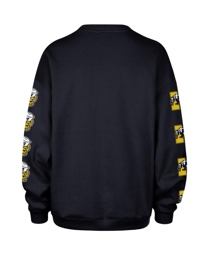 Women's Navy Michigan Wolverines Go Big Oversized Pullover Sweatshirt