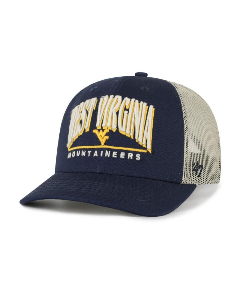 Men's Navy West Virginia Mountaineers Arid Adjustable Trucker Hat