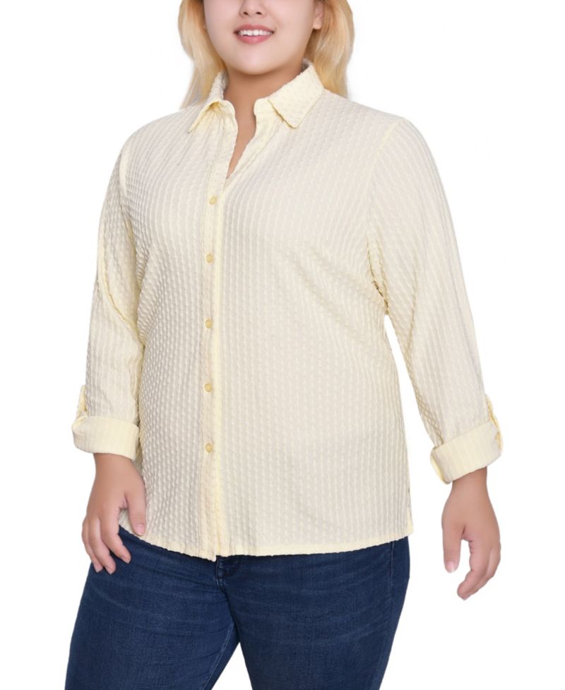 Women's Plus Size Long Sleeve Textured Knit Top