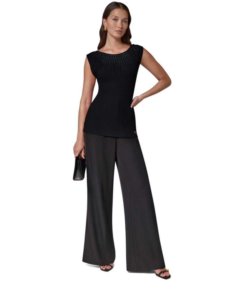 Women's Crewneck Sleeveless Ribbed Pullover Sweater
