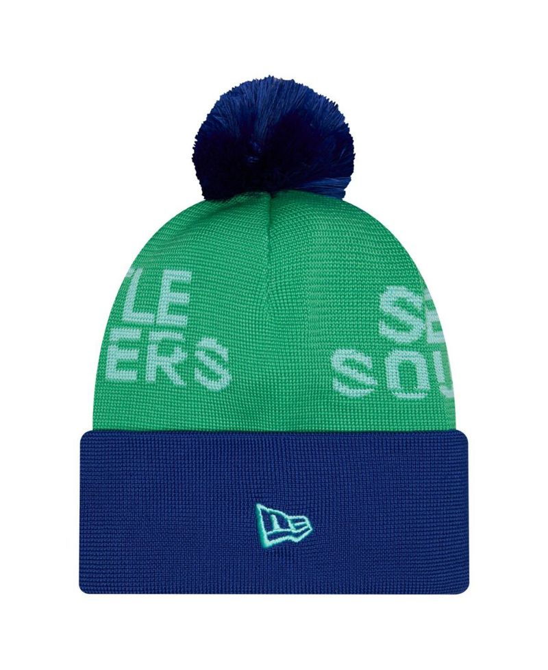 Men's Green Seattle Sounders FC 2026 Jersey Hook Cuffed Knit Hat with Pom