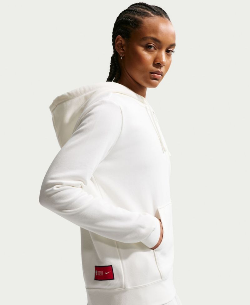 Women's White USMNT Club Fleece Full-Zip Hoodie
