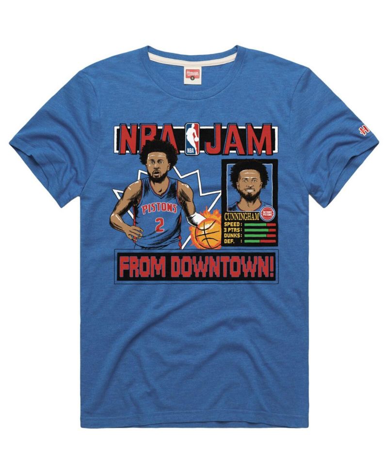 Men's and Women's Cade Cunningham Blue Detroit Pistons NBA Jam Tri-Blend T-Shirt