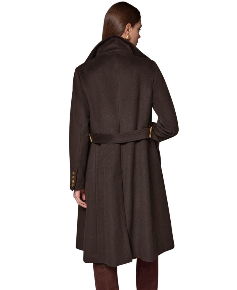 Women's Belted High-Collar Wool-Blend Coat