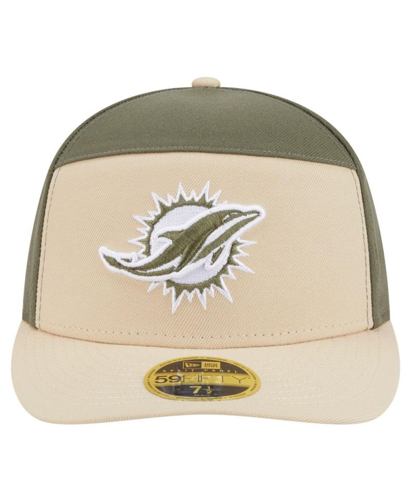 Men's Light Beige/Olive Miami Dolphins Two-Tone Color Pack Split Panel 59FIFTY Fitted Hat