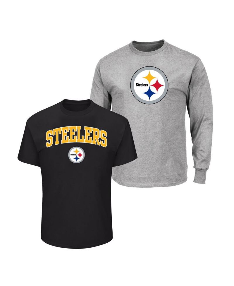 Men's Black/Heather Gray Pittsburgh Steelers Big & Tall 2-Pack T-Shirt Set